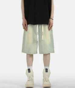 Zipper Detail Knee-Length Faded Denim Shorts -Modern Wear Shop c72c724fbd907b8ba5912098adb52879