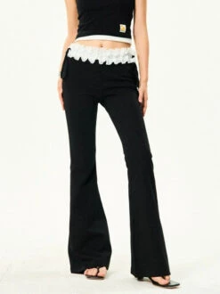 Ruffle Trim Flared Elastic Waist Pants 16 Ruffle Trim Flared Elastic Waist Pants -Modern Wear Shop c79f0bbeb5e508aea1133f6b050c2786