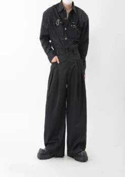 Wide-Leg Pleated Trousers With Fine Line Pocket Detail -Modern Wear Shop c7a18a6588d2baa2cfaeb31887a6c641