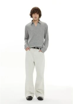 Knit Polo Collar Pullover Sweater Top -Modern Wear Shop c7a2c4a10c7a98ff4075a215c4512d79