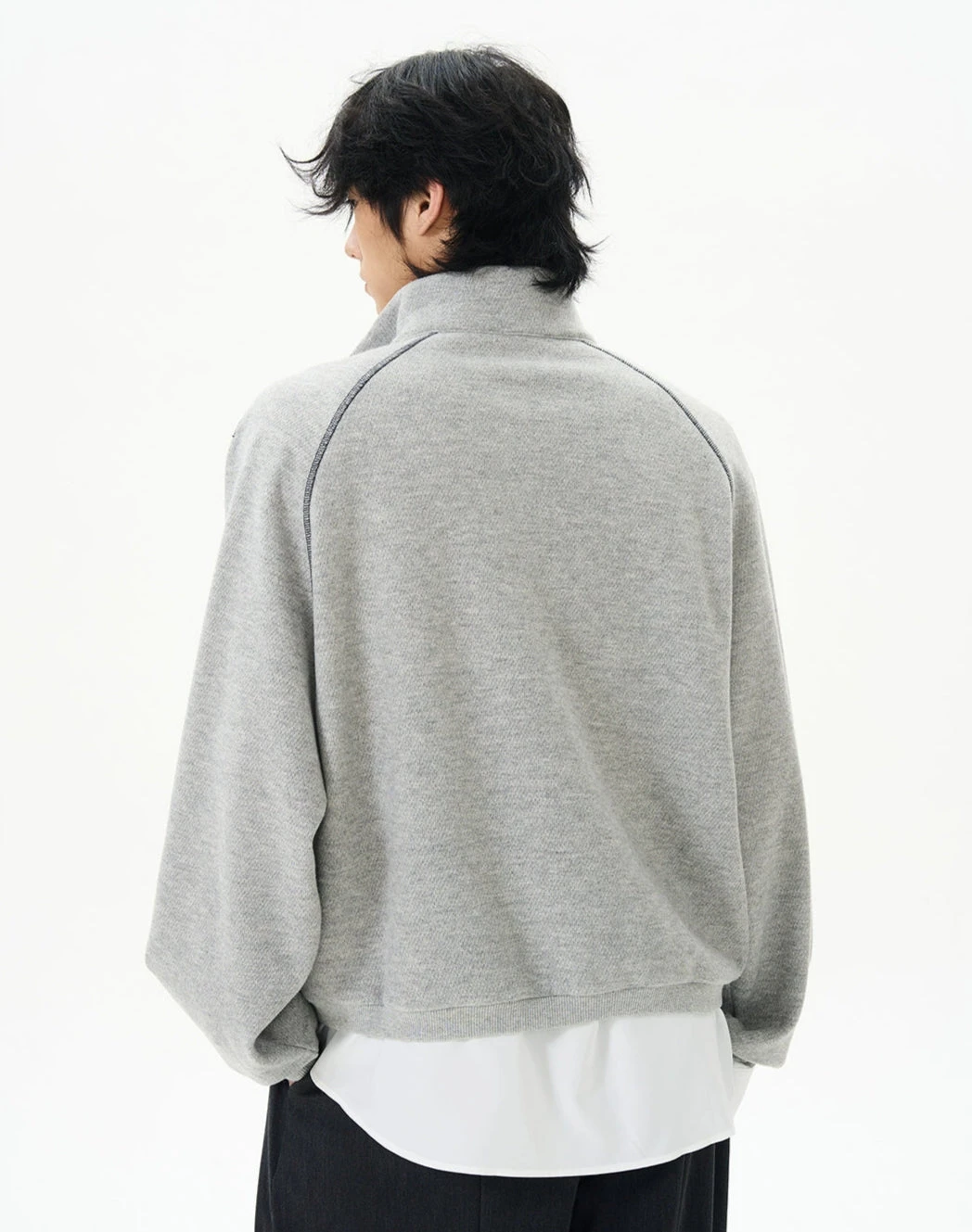 Oversized Contrast-Stitch Quarter Zip Sweatshirt 7 Oversized Contrast-Stitch Quarter Zip Sweatshirt - Image 7