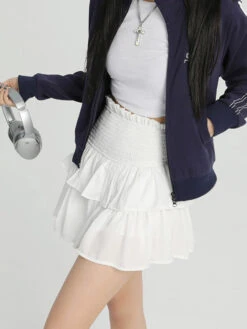 Tier Pleated Layered Tennis Skirt With High Waistband