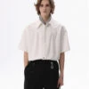 Structured Short-Sleeve Shirt With Pleated Front And Concealed Placket