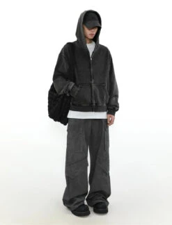 Oversized Faded Mid-Crop Boxy Zip-Up Hoodie -Modern Wear Shop c8a825db1d9fa1d032edc97db6bd9ef0