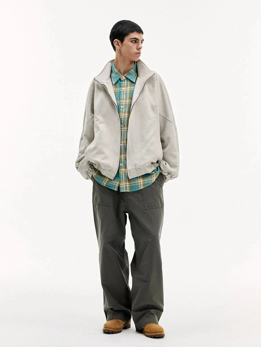 Stand Collar Zip-Up Sweatshirt Jacket With Elastic Hem 6 Stand Collar Zip-Up Sweatshirt Jacket With Elastic Hem - Image 6