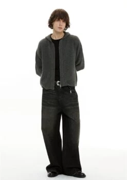 Zigzag Pattern Two Way Zip Knit Hoodie Jacket -Modern Wear Shop c8cf36b5ae4c166a52fcf963bff90342