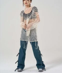 Spider Web Open Knit Hoodie -Modern Wear Shop c912f8c899e383997970384101890213