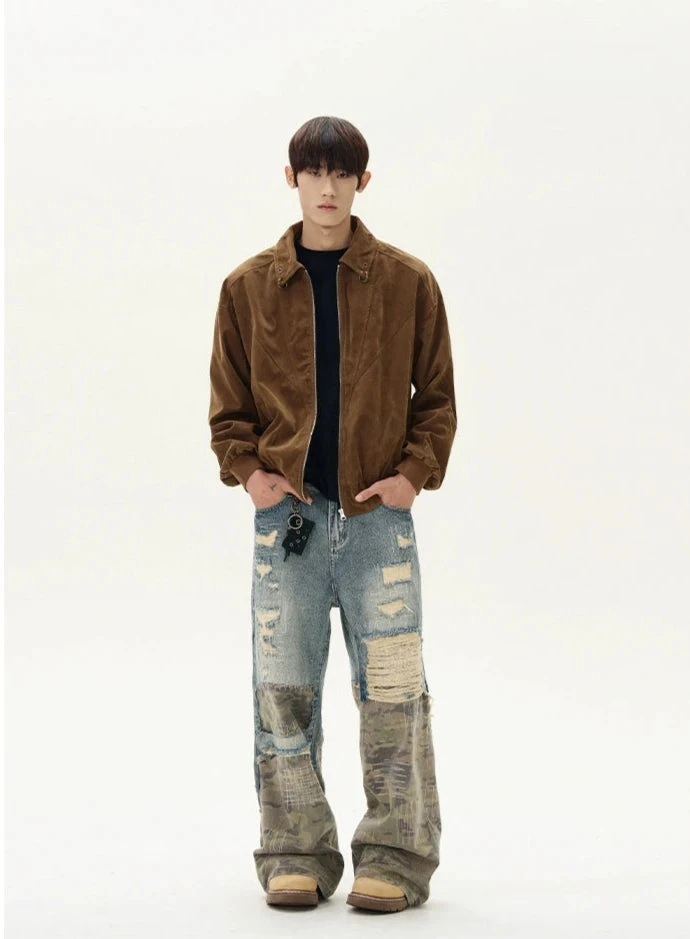 Suede Bomber Jacket With Collar Rings Detail 7 Suede Bomber Jacket With Collar Rings Detail - Image 7