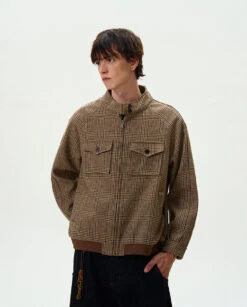 Houndstooth Pattern Zip Jacket With Chest Pockets -Modern Wear Shop c92f8a0d0e69ba4ee7927eb40b7228b9