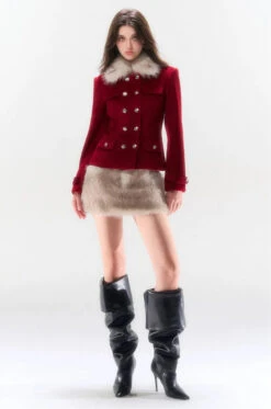 Napoleon Faux Fur Collar Jacket And Mini Skirt Two Piece Set -Modern Wear Shop c96ceb8b35d91a1b0657b6b639d225da