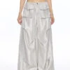 Wide Leg Shimmer Pants With Utility Pockets