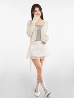 Scallop Hem Sheer Cropped Cardigan 22 Scallop Hem Sheer Cropped Cardigan -Modern Wear Shop c9b6e15d8d7d5b546f55f243671894f2