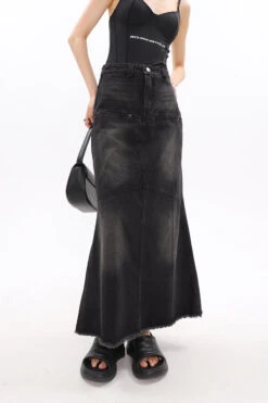 Faded Serpentina Denim Midi Skirt -Modern Wear Shop c9c88c5e52a87be71c7cd6697ca798d3