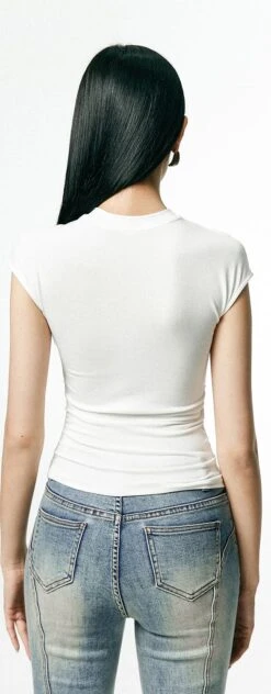 Ruched Side Short Sleeve Baby Tee 36 Ruched Side Short Sleeve Baby Tee -Modern Wear Shop ca3095ca8820ee141285f069d0500610