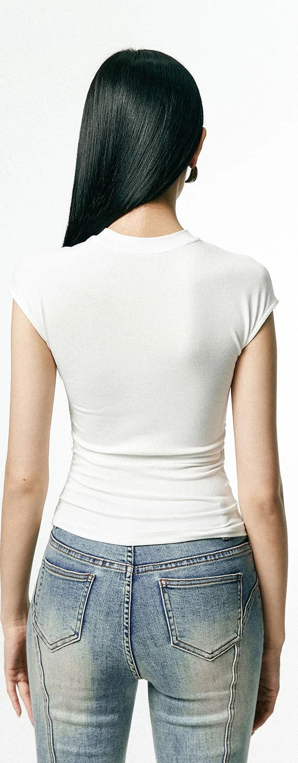 Ruched Side Short Sleeve Baby Tee 17 Ruched Side Short Sleeve Baby Tee - Image 17