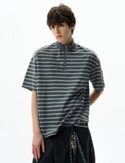 Stripe Half Zip Short Sleeve Shirt 16 Stripe Half Zip Short Sleeve Shirt -Modern Wear Shop ca43508f2daa64d374f671b60a7372fd