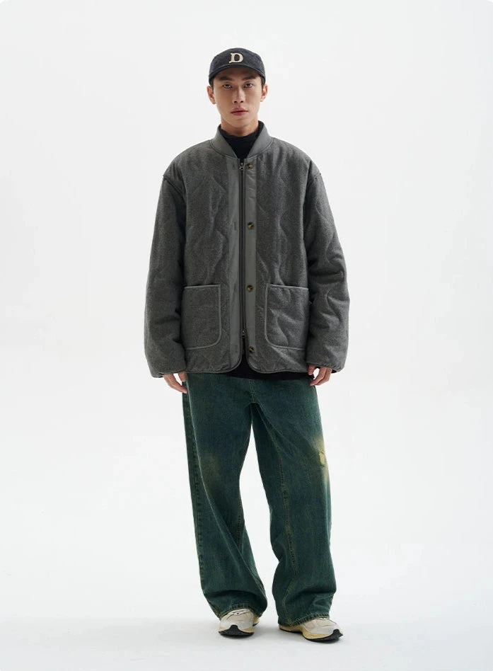 Quilted Drop Shoulder Button Jacket With Front Pockets 6 Quilted Drop Shoulder Button Jacket With Front Pockets - Image 6