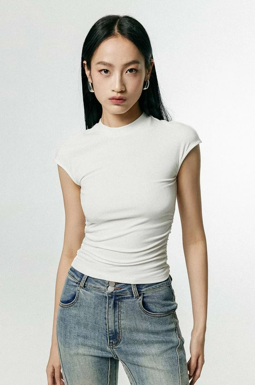 Ruched Side Short Sleeve Baby Tee 13 Ruched Side Short Sleeve Baby Tee - Image 13