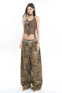 Leopard Print Halter Neck Sleeveless Crop Cami Top -Modern Wear Shop cad806be906e8469f61620aac15bb2f5