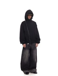 Oversized Asymmetric Zip-Through Hoodie Jacket -Modern Wear Shop cafbe07563dadd3449c57e753dca06cf