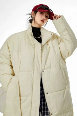 Oversized Stand Collar Puffer Coat With Scarf -Modern Wear Shop cb56bbec9cc7e639ffe0f4a59934aca7