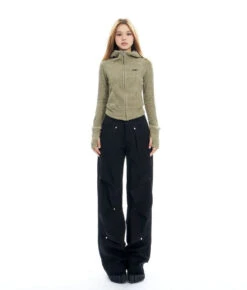 Wide-Leg Button-Detail Cargo Trousers -Modern Wear Shop cb914a50f100f9ddaa3c0853dfcc5f32