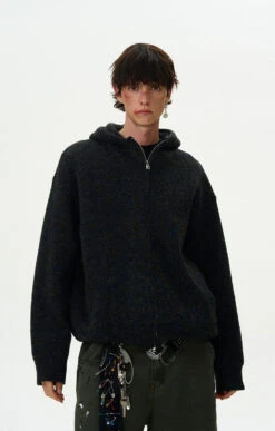 Funnel-Neck Hooded Knit Double-Zip Jacket -Modern Wear Shop cc0d1c903c277baa13653ba4a4da34ef