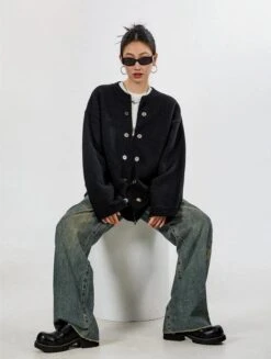 Ribbed Trim Zip-up Cardigan With Button Details 34 Ribbed Trim Zip-up Cardigan With Button Details -Modern Wear Shop cc0f576a51d507e7c93d59709f60390b