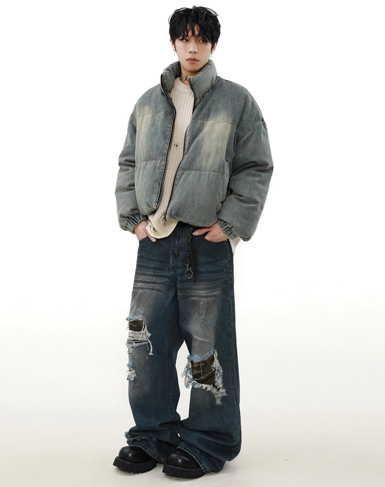 Sandlbast Denim Puffer Mid Crop Jacket 7 Sandlbast Denim Puffer Mid Crop Jacket - Image 7