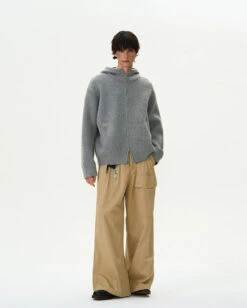 Funnel-Neck Hooded Knit Double-Zip Jacket -Modern Wear Shop cc59da3c7c24b31fdbb66829ed5d34b1