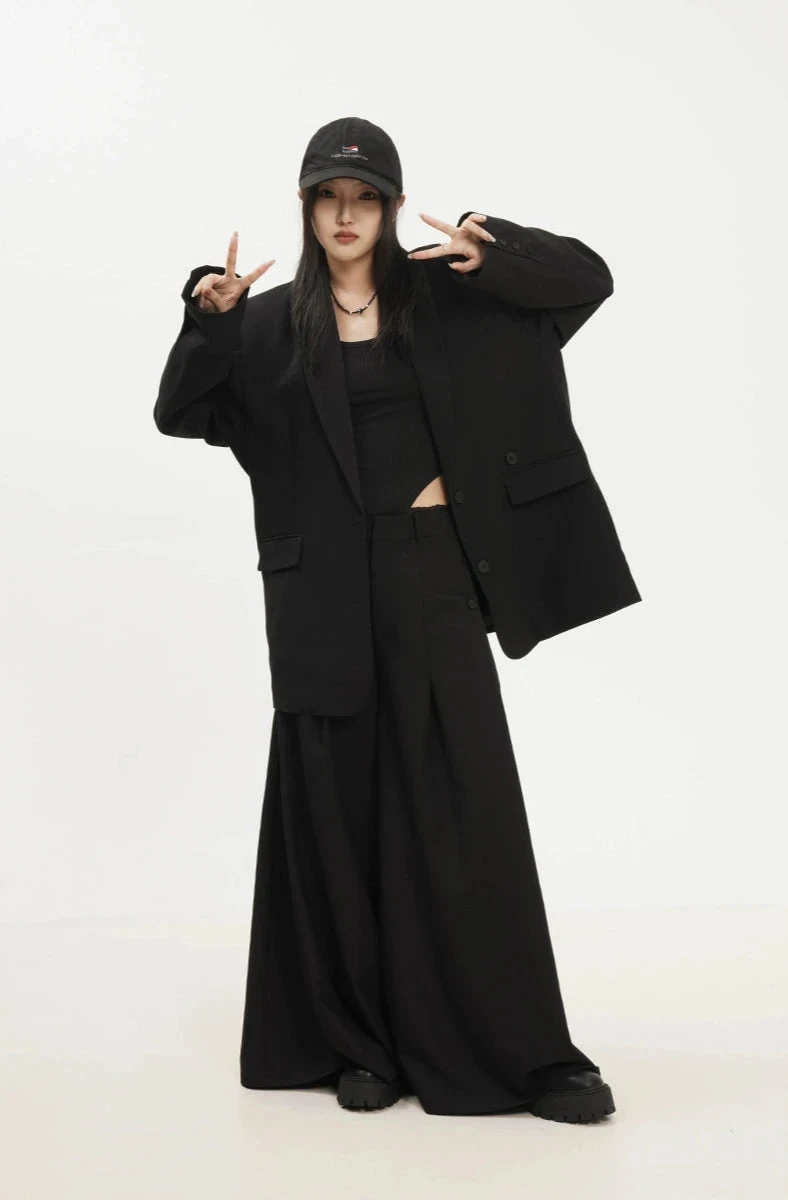 Oversized Single Breasted Blazer With Pocket Detail 2 Oversized Single Breasted Blazer With Pocket Detail - Image 2