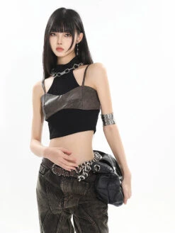 Mock Two-Piece Faux Leather Halter Cropped Tank Top -Modern Wear Shop cc8ec0c294ddae74354344927325d8c1 d89398c2 ecdd 437a a274 7274d06bf90d