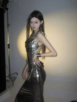 Metallic Sheen Draped Halter Maxi Dress 29 Metallic Sheen Draped Halter Maxi Dress -Modern Wear Shop cc987211af53486580f2aa012526779f 90a79e4a 6655 4815 bbff 172a4d88bf40