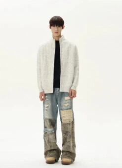 Fuzzy Ribbed Trim Mock Neck Zip Jacket 22 Fuzzy Ribbed Trim Mock Neck Zip Jacket -Modern Wear Shop cccfebbf598f2863faf4a291cad1bae7