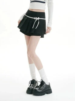 Pleated Tennis Mini Skirt With Bow-Knot Drawstring Waist -Modern Wear Shop cd0024672dc5b3a65f31099880a6f9b9