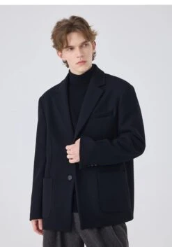 Oversized Single-Breasted Blazer Jacket With Structured Notched Lapel -Modern Wear Shop cd01a1f1fc73077500dda120f133769f