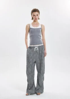 Wide Leg Gingham Drawstring Pants With Eyelet Detail 7 Wide Leg Gingham Drawstring Pants With Eyelet Detail -Modern Wear Shop cd2965db15db584b0729ff4b1ae447da