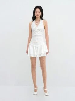 Halter Neck Lace Trim Twist Front Top -Modern Wear Shop cd4bc50de416223c21c5f0c18e63c25c