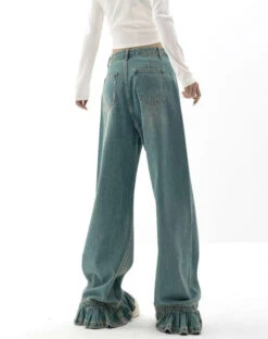 Straight Fit Ruffled Hem Jeans -Modern Wear Shop cd4d031d1d18eaa996a78166b4e174b6