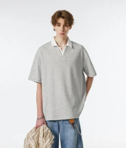 Contrast Collar Short Sleeve Polo Shirt -Modern Wear Shop cd735f8fb22804f1056080a11639135b