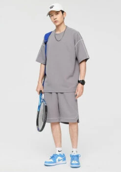 Contrast Stitch Textured T-Shirt -Modern Wear Shop cdbbb4ff964d2b78813da95f79626964