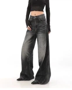 Wide-Leg Denim Vintage Wash Jeans -Modern Wear Shop ce1357fc0616957a453c495b4d907574