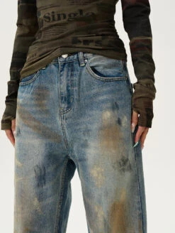 High Waist Wide Leg Paint Smudge Jeans -Modern Wear Shop ce2341c401f9935221583a5446cfa6a7