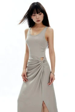 Sleeveless Scoop Neck Maxi Dress With Side Slit And Cut-Out Detail -Modern Wear Shop ce6e3cbda2ef4d97caeea5adb519b35c
