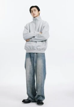 Slim Fit Quarter-Zip Cuffed Sweatshirt 20 Slim Fit Quarter-Zip Cuffed Sweatshirt -Modern Wear Shop cef2dce5df5a091b477edf4b8a734580