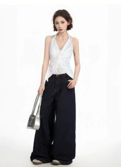 Ruched Halter Top With Lace Layer And Twist Front 6 Ruched Halter Top With Lace Layer And Twist Front -Modern Wear Shop cef7c1134a1bea11e5bf25a371df5a9f