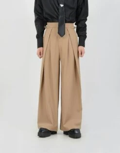 Wide Leg Pleated Palazzo Trousers With Belt Detail -Modern Wear Shop cf3ef4d67c319b2a6522f4b8001d1f1f