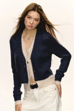 Mock Layered Ribbed Trim Knit Cardigan -Modern Wear Shop cf69bb3a5d9ea69a51bb31b8442f09a8