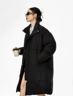 Oversized Stand Collar Puffer Coat With Scarf -Modern Wear Shop cf6c3e95fac8e6389b3df1a82a166160