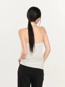 Twist Halter Neck Draped Blouse With Cutout -Modern Wear Shop cf75cc81731119b2a440626f270601b7